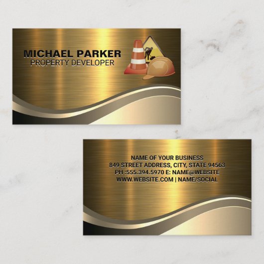 建築機器 | 金属金ゴールド 名刺 (正面/裏面)