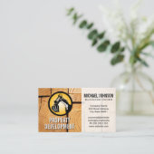 建築機械のロゴ |切り取り木板 名刺 (スタンド正面)