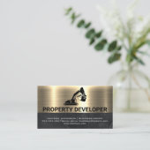 建築機械 | 金属金ゴールド 名刺 (スタンド正面)