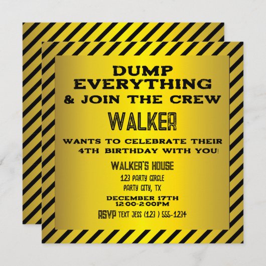 建築注意標識誕生日招待状 招待状 (正面/裏面)