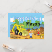 建築現場のハッピーバースデー カード (正面/裏面インサイチュ)