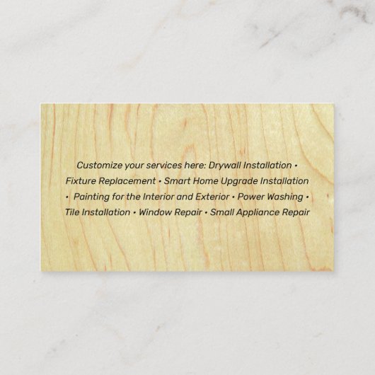 建築用手押しツール、ホーム改善 名刺 (裏面)