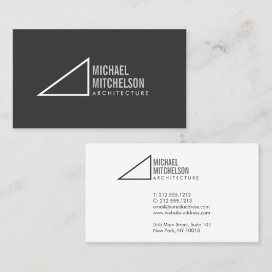 建築用直角グレー/白プロフェッショナル 名刺 (正面/裏面)