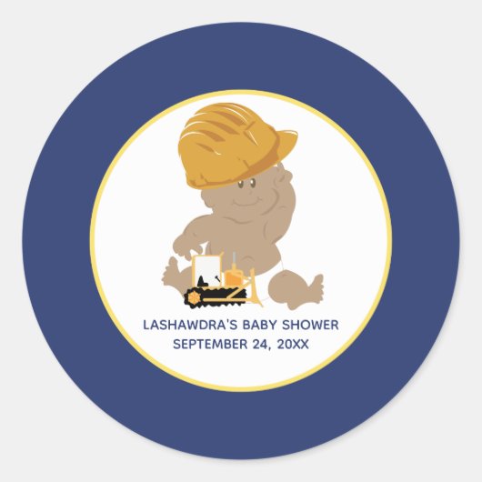 建築男の赤ちゃんシャワーお気に入りシール ラウンドシール (正面)