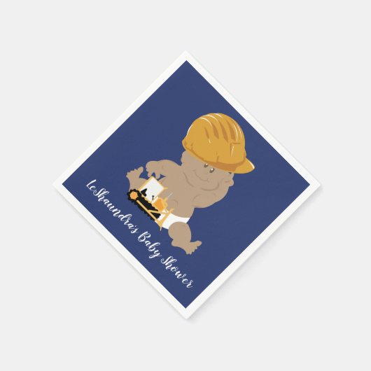 建築男の赤ちゃんシャワーカスタムナプキンス スタンダードカクテルナプキン (角)