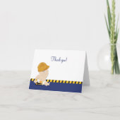 建築男の赤ちゃんブルドーザーサンキューノート サンキューカード (正面)