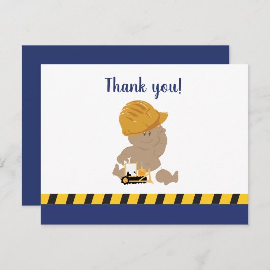 建築男の赤ちゃんベビーシャワーありがとうご注意 サンキューカード (正面/裏面)