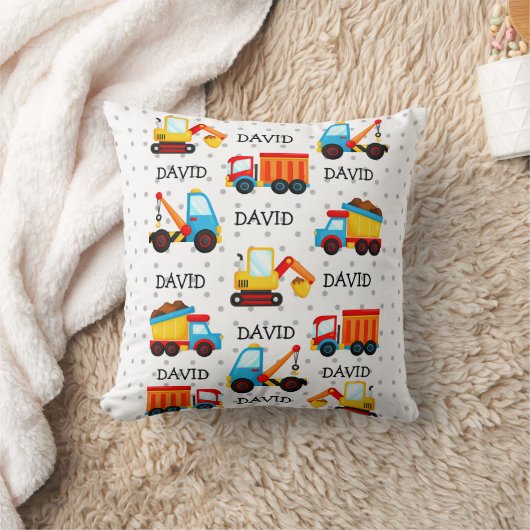 建築男の赤ちゃん名トイズトラッパーソナライズされたク クッション (ブランケット)