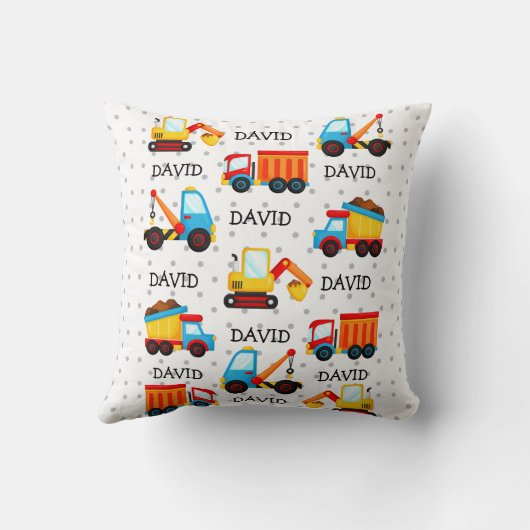 建築男の赤ちゃん名トイズトラッパーソナライズされたク クッション (裏面)
