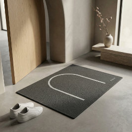 建築的な落ち着いたチャコールグレーアーチのモダンスパ ドアマット