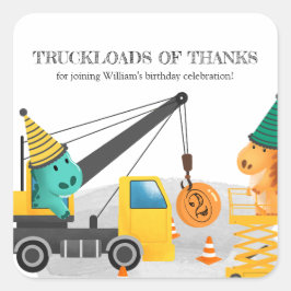 建築第2の誕生日パーティー、恐竜テーマ スクエアシール