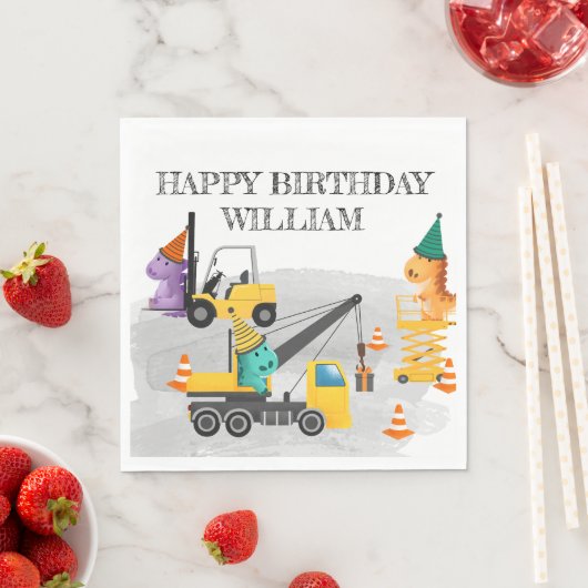 建築第2の誕生日パーティー、恐竜テーマ スタンダードランチョンナプキン (インサイチュ)