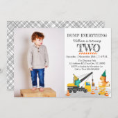 建築第2の誕生日パーティー、恐竜テーマ 招待状 (正面/裏面)