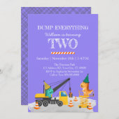 建築第2の誕生日パーティー、恐竜テーマ 招待状 (正面/裏面)