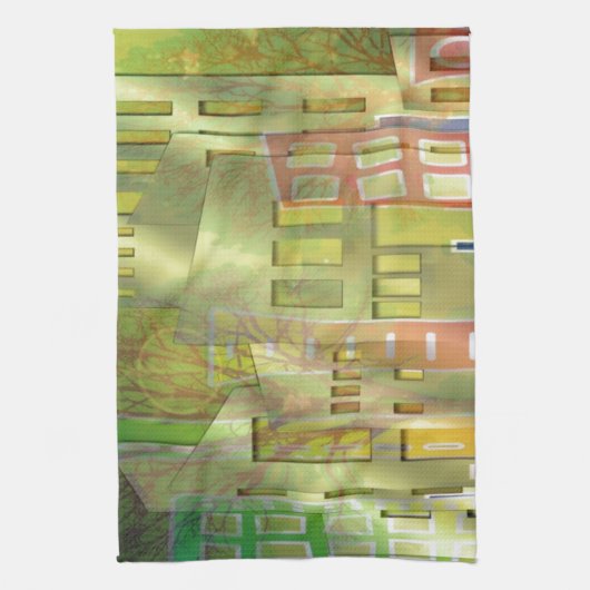 建築素晴らし都市景観アートアクセサリー キッチンタオル (縦)