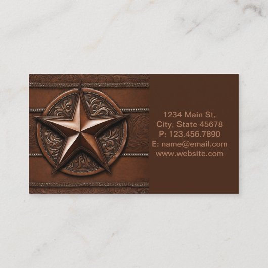 建築素朴ハンドリマンテキサス州スターウェスタン 名刺 (裏面)