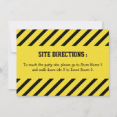 建築者の男の子の建築のテーマの誕生会 招待状 (裏面)