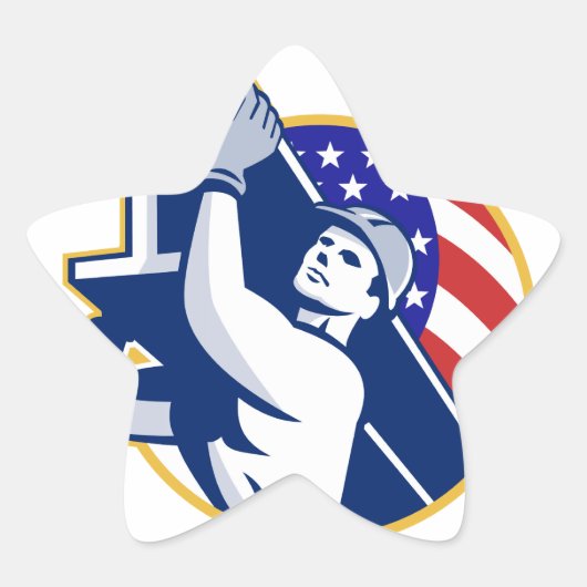 建築製鉄工Iビーム米国国旗 星シール (正面)