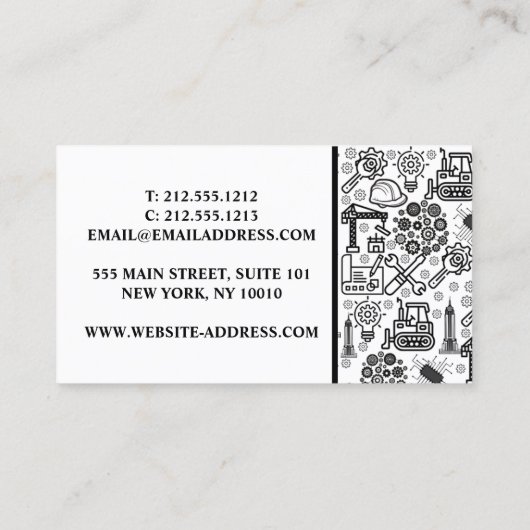 建築設計図のエンジニアパターン 名刺 (裏面)