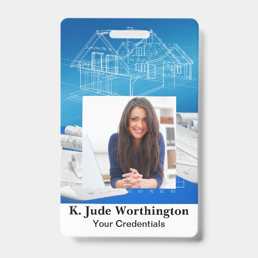 建築設計業者ラニヤードバッジ – 「戻る」を参照 バッジ (正面)