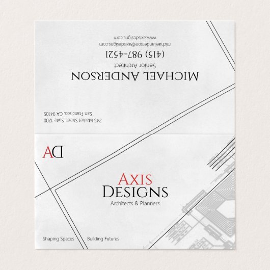 建築設計白外側黒内側青写真アート 名刺 (外部フラット)