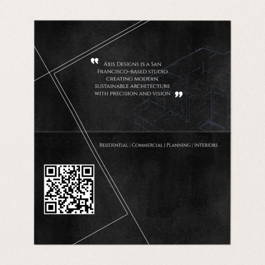 建築設計白外側黒内側青写真アート 名刺 (内部フラット)