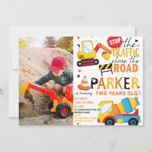 建築誕生日かわいい写真 招待状 (正面)