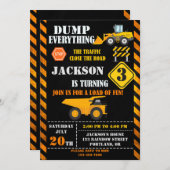 建築誕生日の招待ダンプトラック招待状 招待状 (正面/裏面)