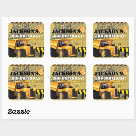 建築誕生日ダンパーパーティーデザイン スクエアシール (シート)