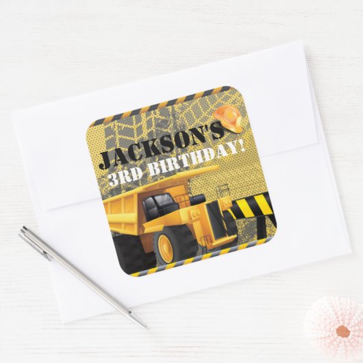 建築誕生日ダンパーパーティーデザイン スクエアシール (封筒)