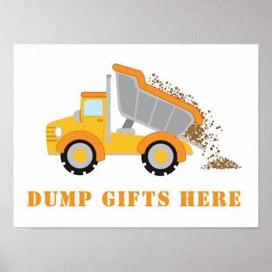 建築誕生日ダンプギフトはこちらパーティー記号 ポスター (正面)