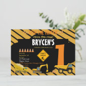 建築誕生日ダンプトラックパーティの招待状 招待状 (スタンド正面)