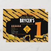 建築誕生日ダンプトラックパーティの招待状 招待状 (正面/裏面)