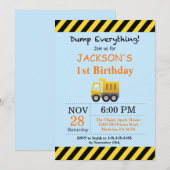 建築誕生日ダンプトラック招待状 招待状 (正面/裏面)