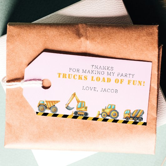 建築誕生日ダンプトラック掘り写真 ギフトタグ