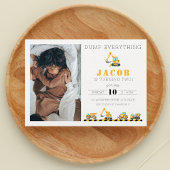 建築誕生日ダンプトラック掘り写真 招待状