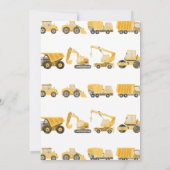 建築誕生日ダンプトラック掘削機 招待状 (裏面)