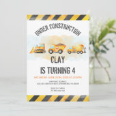 建築誕生日ダンプトラック誕生日 招待状 (スタンド正面)