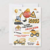 建築誕生日ダンプトラック 招待状 (正面)