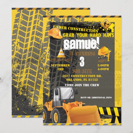 建築誕生日バガー 招待状 (正面/裏面)