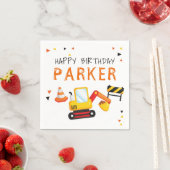 建築誕生日パーソナライズされた掘削機 スタンダードカクテルナプキン (インサイチュ)