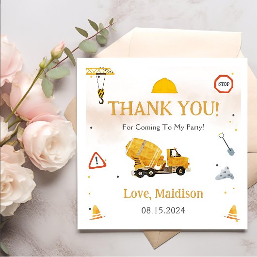 建築誕生日パーティーありがとう スタンダードカクテルナプキン