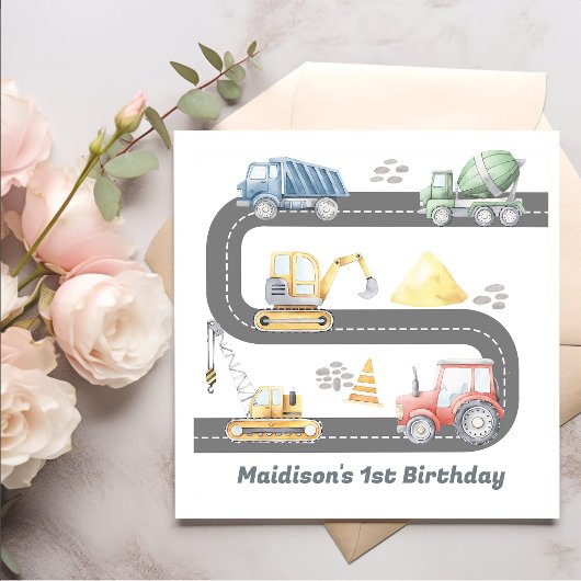 建築誕生日パーティーありがとう スタンダードカクテルナプキン