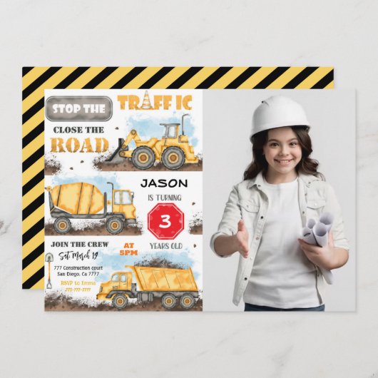 建築誕生日パーティーへの招待(写真あり) 招待状 (正面/裏面)