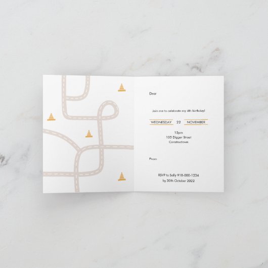 建築誕生日パーティーへの招待 招待状 (内部)