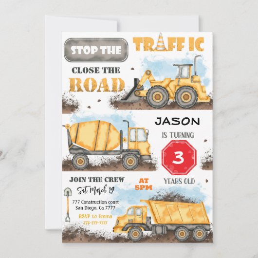 建築誕生日パーティーへの招待 招待状 (正面)