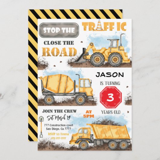 建築誕生日パーティーへの招待 招待状 (正面/裏面)