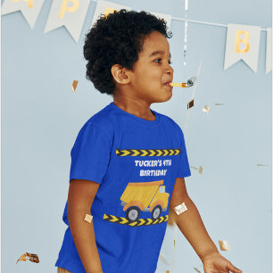 建築誕生日パーティーダンプトラックブルーキッズ Tシャツ