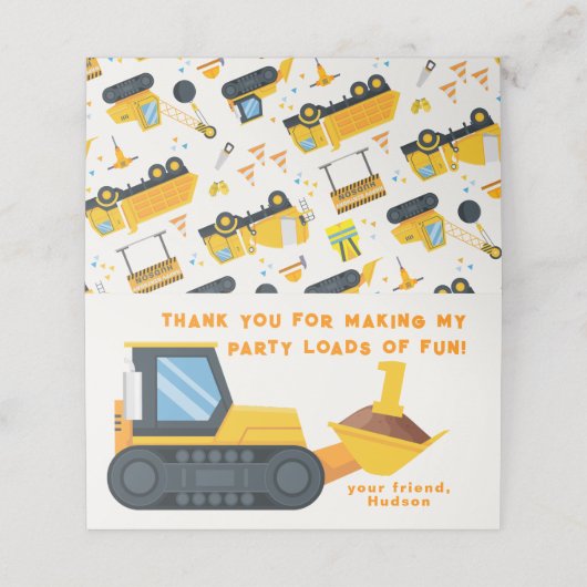 建築誕生日パーティーメッセージカード – 黄 プレイスカード (外部開封)