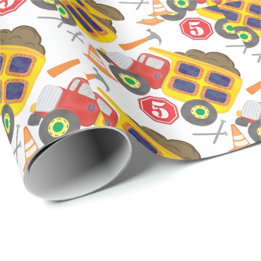 建築誕生日パーティー任意の年齢ダンプトラック ラッピングペーパー (ロールコーナー)